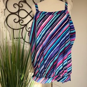 SWIMSUITS FOR ALL Size 26 Colorful Tankini Swimsuit Top